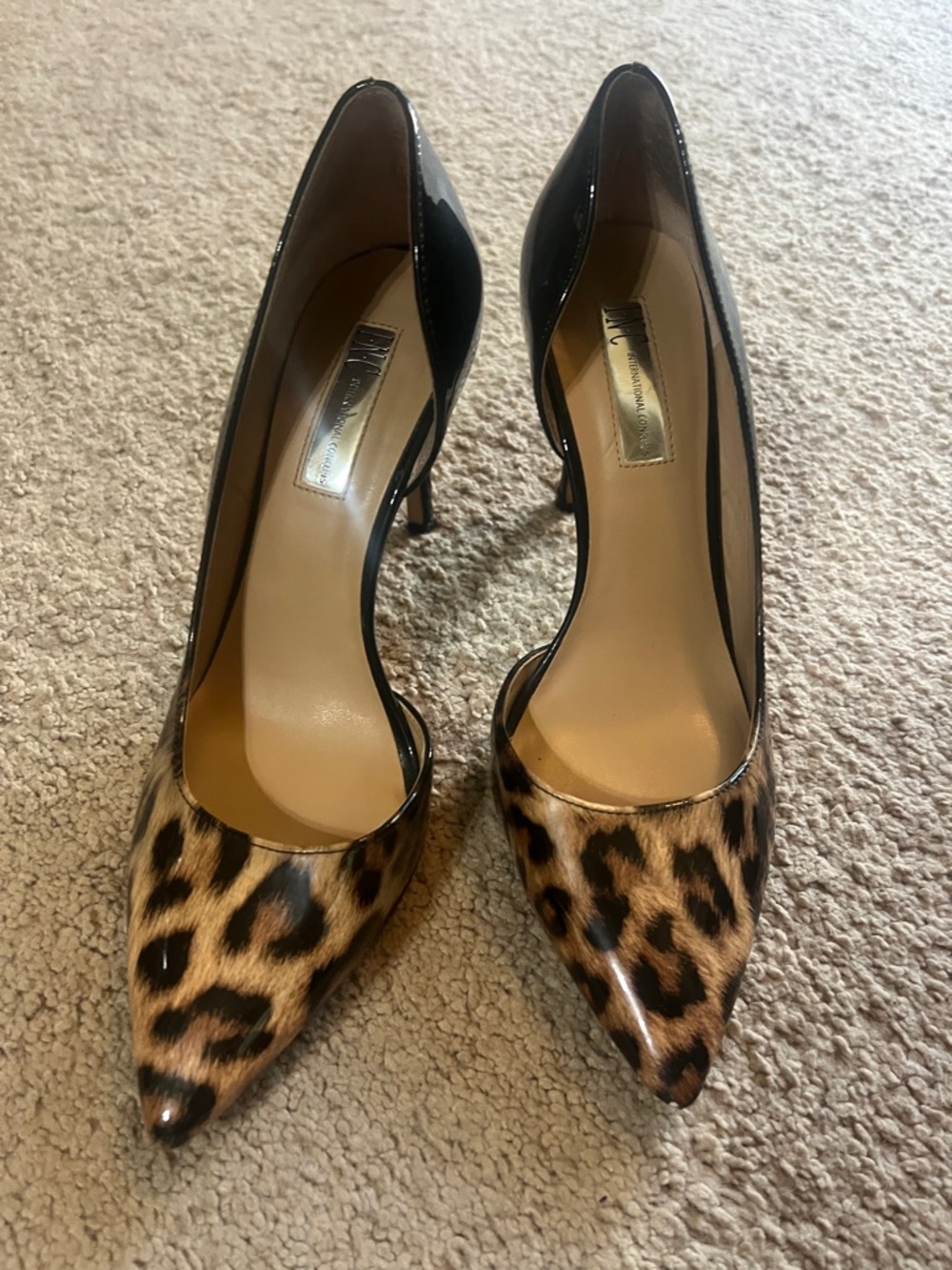 INC International Concepts Leopard Print Pointed Toe Pumps - Black/Tan